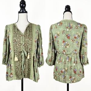 🦋LAST🦋 NWT Tulle and Batiste Roseanne Blouse, Olive, Size Large